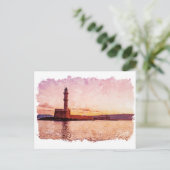 Crete Greece Oil Paint Sunset Art ポストカード (スタンド正面)