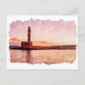 Crete Greece Oil Paint Sunset Art ポストカード (正面)