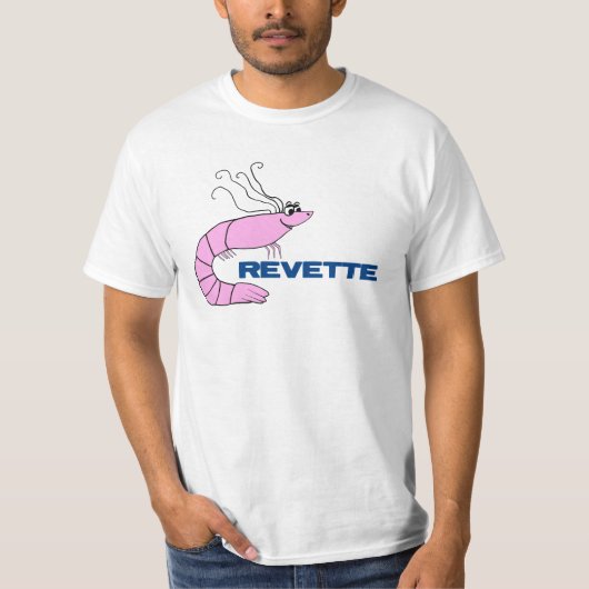 Crevetteのフランスのでかわいいエビの漫画 Tシャツ (正面)