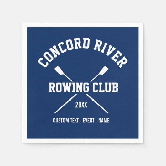 Crew パーソナライズされた Roing Logo Oars Team Name Year スタンダードカクテルナプキン (正面)