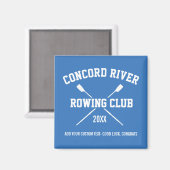 Crew パーソナライズされた Roing Logo Oars Team Name Year マグネット (正面/裏面)