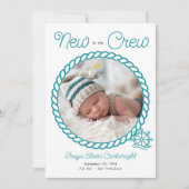 Crew 2フォトティール(緑がかった色)ホイール航海の誕生 案内状 (正面)