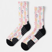 Crew Socks Pink & White Stripe Colorful Hearts ソックス (左)