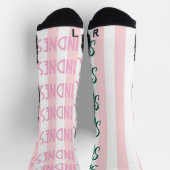 Crew Socks Pink & White Stripe Spread Kindness ソックス (上部)