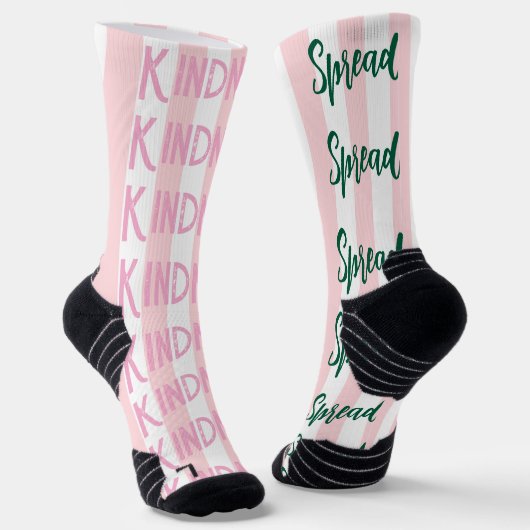 Crew Socks Pink & White Stripe Spread Kindness ソックス (傾斜あり)