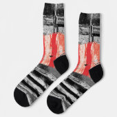 Crew Socks – Red Pulse Abstract Design ソックス (左)