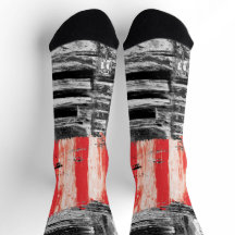 Crew Socks – Red Pulse Abstract Design