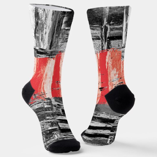 Crew Socks – Red Pulse Abstract Design ソックス (傾斜あり)