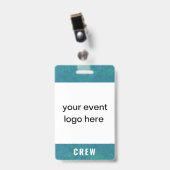 Crew Staff Event Badge Teal バッジ (正面 （クリップ付）)