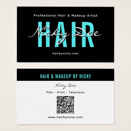 Crew Talent Block Text Business Card | QR Code (正面&裏面)