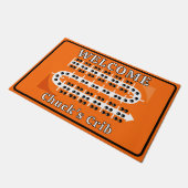 Cribbage Board Personalized Orange Welcome Crib ドアマット (アングル)