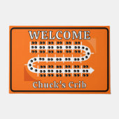 Cribbage Board Personalized Orange Welcome Crib ドアマット (正面)