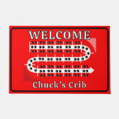 Cribbage Board Personalized Red Welcome Crib ドアマット (正面)