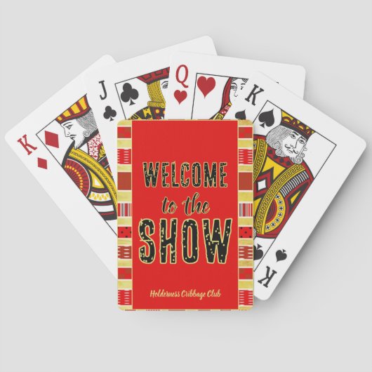 Cribbage Welcome to the Show Personalized Red Gold トランプ (裏面)
