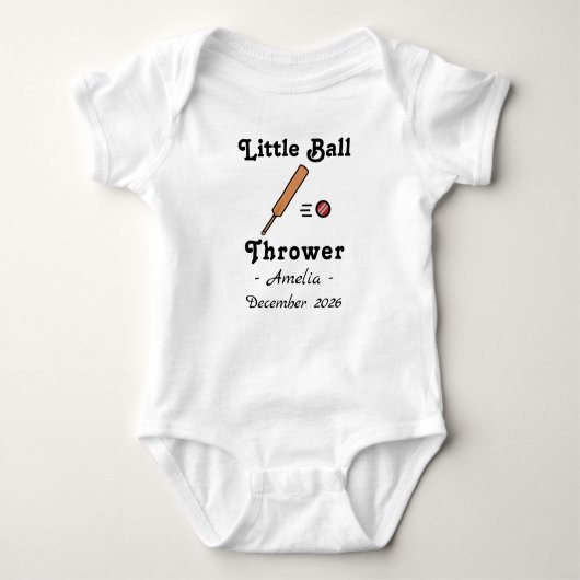 Cricket Baby Shower Little Ball Thrower Cricketer ベビーボディスーツ (正面)