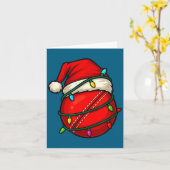 Cricket Ball With Santa Hat Funny Christmas Xmas G カード (黄色い花)