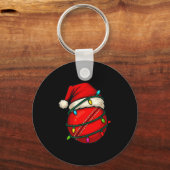 Cricket Ball With Santa Hat Funny Christmas Xmas G キーホルダー (正面)