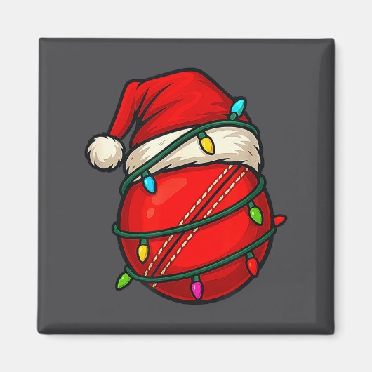 Cricket Ball With Santa Hat Funny Christmas Xmas G マグネット (正面)