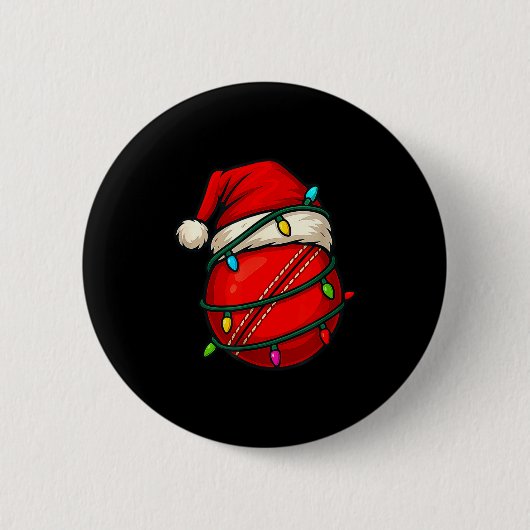Cricket Ball With Santa Hat Funny Christmas Xmas G 缶バッジ (正面)