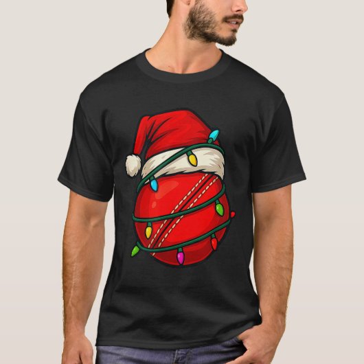 Cricket Ball With Santa Hat Funny Christmas Xmas G Tシャツ (正面)