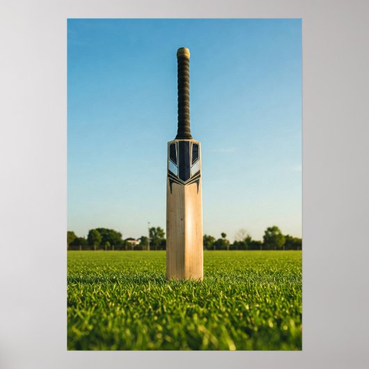 Cricket Bat Standing on Sunlit Field ポスター (正面)