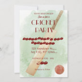 Cricket Birthday Party Sports Invitation 招待状 (正面)