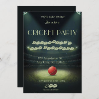 Cricket Birthday Party Sports Invitation 招待状