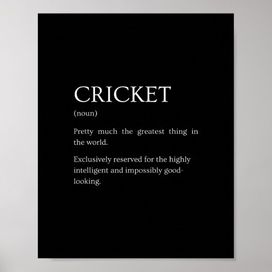 Cricket Definition - Funny Sarcastic Cricket Expla ポスター (正面)