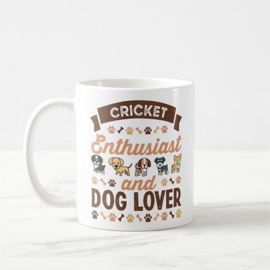 Cricket Enthusiast and Dog Lover Gift コーヒーマグカップ (左)