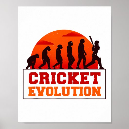 Cricket Evolutionn Funny Sport Fan Cricketer Novel ポスター (正面)