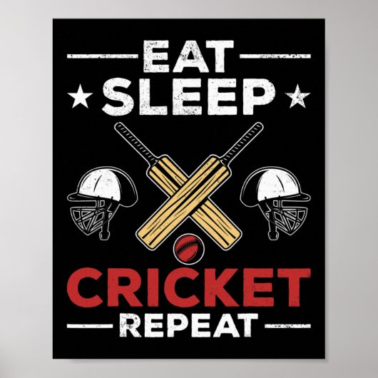 Cricket Fans Cricket Lovers Eat Sleep Cricket Play ポスター (正面)