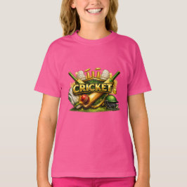 Cricket Gold Emblem Sport Inspired Girls Tee Tシャツ