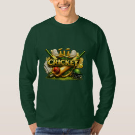 Cricket Gold Emblem Sport Inspired Long Sleeve T-S Tシャツ