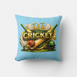 Cricket Gold Emblem Sport Inspired Throw Pillow クッション