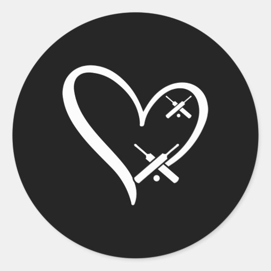 Cricket Heart Cricketing Cricket Player Cricket He ラウンドシール (正面)