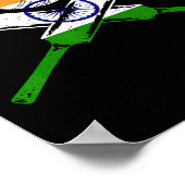 Cricket India Vintage Indian Flag Cricketer  ポスター (角)
