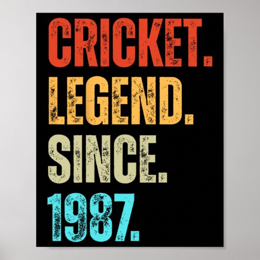 Cricket Legend Since 1987 Retro Birthday  ポスター (正面)