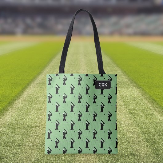 Cricket Pattern - Player Batting - your initials トートバッグ