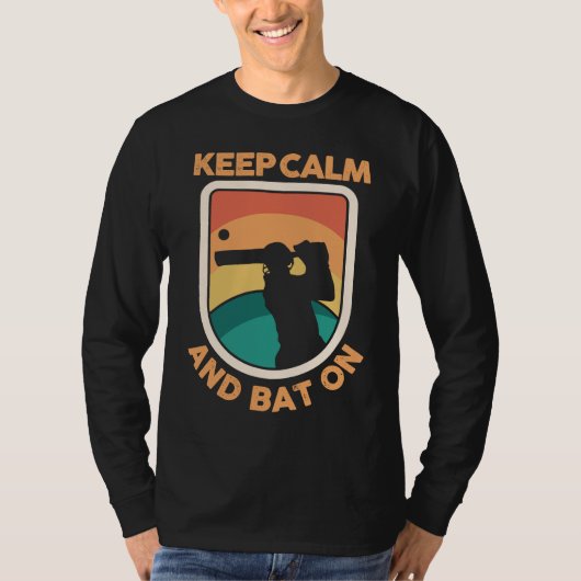 Cricket Player Cricketer Athlete Keep Calm And Bat Tシャツ (正面)