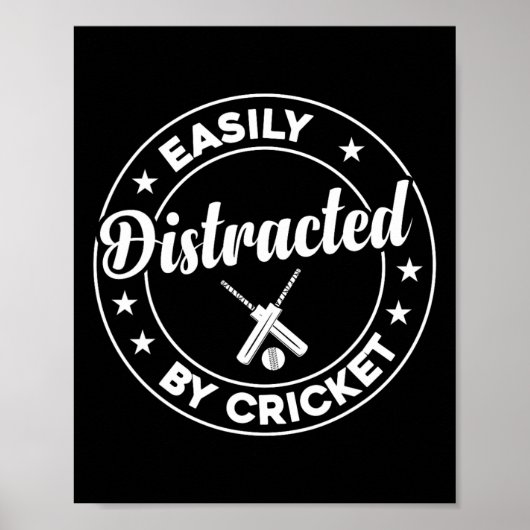 Cricket Player Cricketing - Easily Distracted By C ポスター (正面)