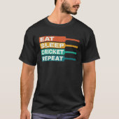 Cricket Player Eat Sleep Cricket Repeat Retro Tシャツ (正面)