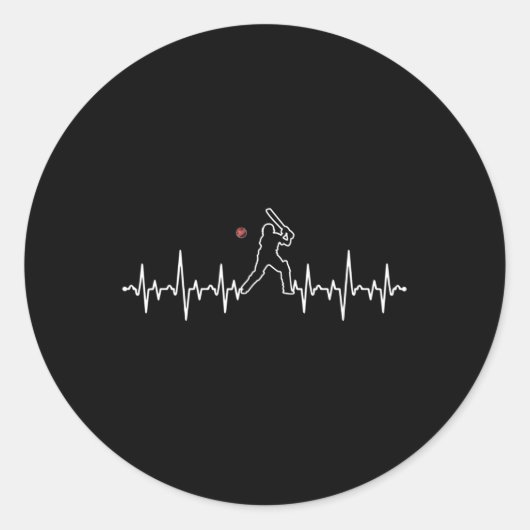 Cricket Player Heartbeat Cricket Gift  ラウンドシール (正面)