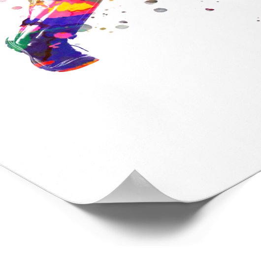 Cricket player in watercolor ポスター (角)