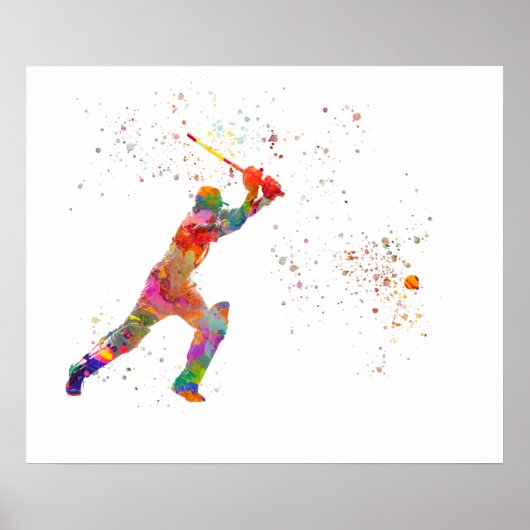 Cricket player in watercolor ポスター (正面)