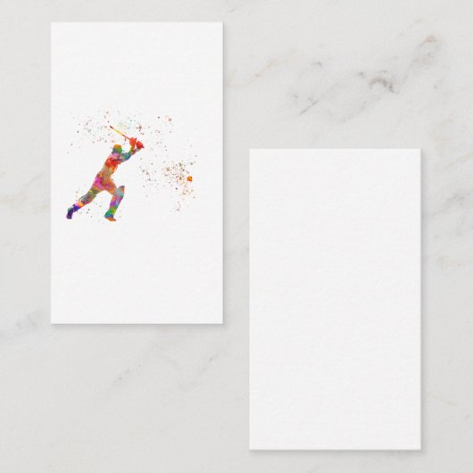 Cricket player in watercolor 名刺 (正面/裏面)