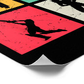Cricket Player Retro Cricket Silhouette Cricketing ポスター (角)