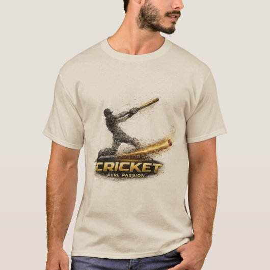 Cricket Pure Passion Gold Motion Art Men T-Shirt  Tシャツ (正面)