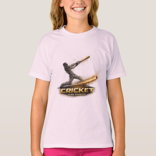 Cricket Pure Passion Gold Motion Girls’ T-Shirt Tシャツ (正面)