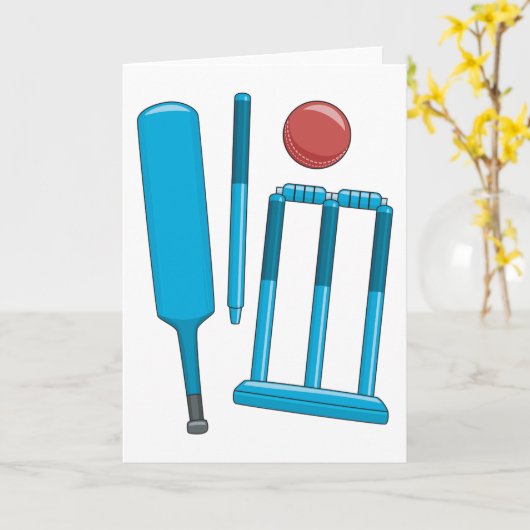 Cricket Set Sport Greeting Cards カード (黄色い花)