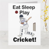 Cricket Sports Eat Sleep Play Cricket カード (黄色い花)